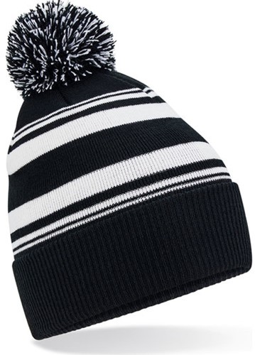 SALE! Beechfield CB473R Striped Fan Beanie - Bright Royal/White - One Size 