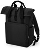 Atlantis BG118L Recycled Twin Handle Roll-Top Laptop Backpack - Black - 30 x 44 x 14 cm afbeelding