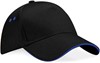 Beechfield CB15C Ultimate 5 Panel Cap - Sandwich Peak - Black/Bright Royal - One Size afbeelding