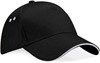 Beechfield CB15C Ultimate 5 Panel Cap - Sandwich Peak - Black/Light Grey - One Size afbeelding
