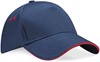 Beechfield CB15C Ultimate 5 Panel Cap - Sandwich Peak - French Navy/Classic Red - One Size afbeelding