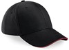 Beechfield CB20 Athleisure 6 Panel Cap - Black/Classic Red - One Size afbeelding