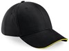Beechfield CB20 Athleisure 6 Panel Cap - Black/Yellow - One Size afbeelding