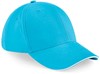 Beechfield CB20 Athleisure 6 Panel Cap - Surf Blue/White - One Size afbeelding