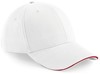 Beechfield CB20 Athleisure 6 Panel Cap - White/Classic Red - One Size afbeelding