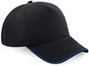 Beechfield CB25c Authentic 5 Panel Cap - Piped Peak - Black/Bright Royal - One Size afbeelding