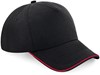 Beechfield CB25c Authentic 5 Panel Cap - Piped Peak - Black/Classic Red - One Size afbeelding