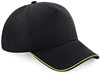 Beechfield CB25c Authentic 5 Panel Cap - Piped Peak - Black/Lime Green - One Size afbeelding