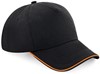 Beechfield CB25c Authentic 5 Panel Cap - Piped Peak - Black/Orange - One Size afbeelding