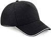 Beechfield CB25c Authentic 5 Panel Cap - Piped Peak - Black/White - One Size afbeelding