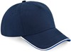 Beechfield CB25c Authentic 5 Panel Cap - Piped Peak - French Navy/Bright Royal/White - One Size afbeelding