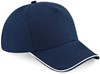 Beechfield CB25c Authentic 5 Panel Cap - Piped Peak - French Navy/White - One Size afbeelding