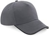 Beechfield CB25c Authentic 5 Panel Cap - Piped Peak - Graphite Grey/Black - One Size afbeelding