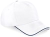 Beechfield CB25c Authentic 5 Panel Cap - Piped Peak - White/French Navy - One Size afbeelding