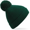 Beechfield CB382 Engineered Knit Ribbed Pom Pom Beanie - Bottle Green - One Size afbeelding