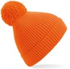 Beechfield CB382 Engineered Knit Ribbed Pom Pom Beanie - Orange - One Size afbeelding
