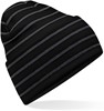 Beechfield CB39R Original Deep Cuffed Striped Beanie - Black/Graphite Grey - One Size afbeelding