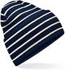 Beechfield CB39R Original Deep Cuffed Striped Beanie - French Navy/Soft White - One Size afbeelding