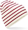 Beechfield CB39R Original Deep Cuffed Striped Beanie - Soft White/Classic Red - One Size afbeelding