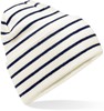 Beechfield CB39R Original Deep Cuffed Striped Beanie - Soft White/French Navy - One Size afbeelding