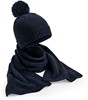 Beechfield CB401 Knitted Scarf and Beanie Gift Set - Navy Fleck - One Size afbeelding