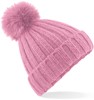 Beechfield CB413 Verbier Faux Fur Pop Pom Chunky Beanie - Dusky Pink - One Size afbeelding