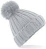 Beechfield CB413 Verbier Faux Fur Pop Pom Chunky Beanie - Light Grey - One Size afbeelding
