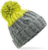 Beechfield CB437 Apres Beanie - Light Grey/Citron - One Size afbeelding