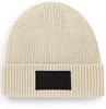 Beechfield CB442R Fashion Patch Beanie - Oatmeal/Black - One Size afbeelding