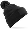 Beechfield CB443 Snowstar® Patch Beanie - Black/Graphite Grey - One Size afbeelding