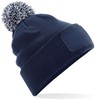 Beechfield CB443 Snowstar® Patch Beanie - French Navy/Light Grey - One Size afbeelding