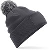 Beechfield CB443 Snowstar® Patch Beanie - Graphite Grey/Light Grey - One Size afbeelding
