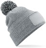 Beechfield CB443 Snowstar® Patch Beanie - Heather Grey/Black - One Size afbeelding