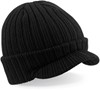 Beechfield CB448 Peaked Beanie - Black - One Size afbeelding