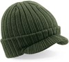 Beechfield CB448 Peaked Beanie - Olive Green - One Size afbeelding