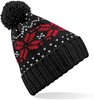 Beechfield CB456 Fair Isle Snowstar® Beanie - Black/Classic Red/White - One Size afbeelding