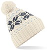 Beechfield CB456 Fair Isle Snowstar® Beanie - Off White/Navy/Sky Blue - One Size afbeelding