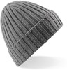 Beechfield CB465 Chunky Ribbed Beanie - Heather Grey - One Size afbeelding