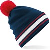 Beechfield CB472 Stadium Beanie - French Navy/Classic Red/White - One Size afbeelding