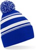 Beechfield CB473R Striped Fan Beanie - Bright Royal/White - One Size afbeelding