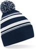 Beechfield CB473R Striped Fan Beanie - French Navy/White - One Size afbeelding