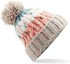 Beechfield CB486 Corkscrew Pom Pom Beanie - Milkshake Mix - One Size afbeelding