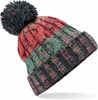 Beechfield CB486 Corkscrew Pom Pom Beanie - Watermelon Breeze - One Size afbeelding