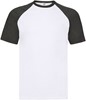 Fruit Of The Loom F295 Short Sleeve Baseball T - White/Black - M afbeelding