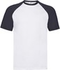 Fruit Of The Loom F295 Short Sleeve Baseball T - White/Deep Navy - XXL afbeelding