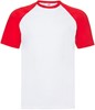 Fruit Of The Loom F295 Short Sleeve Baseball T - White/Red - S afbeelding