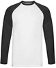 Fruit Of The Loom F296 Long Sleeve Baseball T - White/Black - S afbeelding