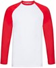 Fruit Of The Loom F296 Long Sleeve Baseball T - White/Red - XL afbeelding