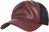 Flexfit FX6606LT Leather Trucker Cap - Maroon/Black - One Size afbeelding