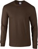 T-shirt Heren M Gildan Ronde hals Lange mouw Dark Chocolate 100% Katoen
